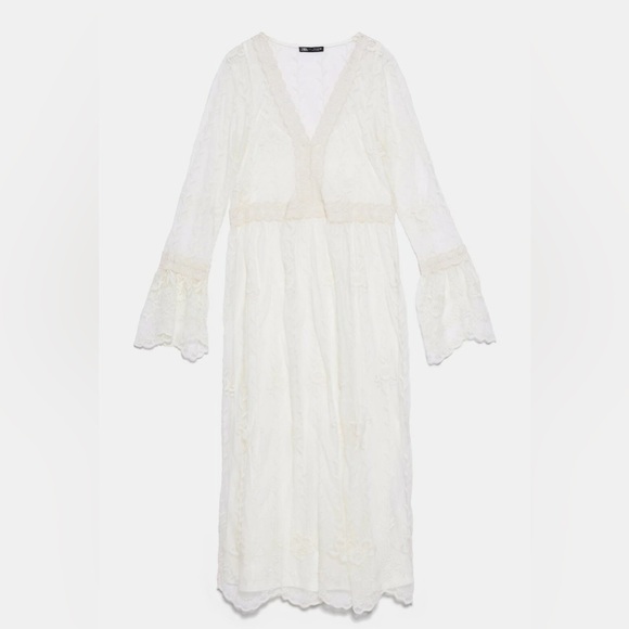 Zara Dresses & Skirts - Zara Cream Lace Maxi Dress